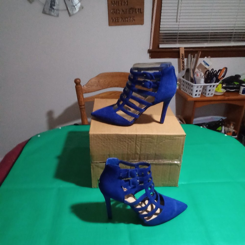 Ladies Shed Blue Cutout Stilettos